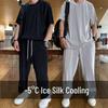 Men's Summer Quick-Dry Sports Suit: Ice Silk Leisure Pants & Short-Sleeved T-Shirt