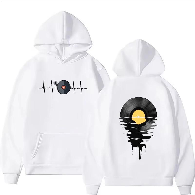 Vinyl Record Printed Hoodie Autumn Winter Men Women Casual Classical Fashion Loose O-Neck Long Sleeve Tops Sweatshirts