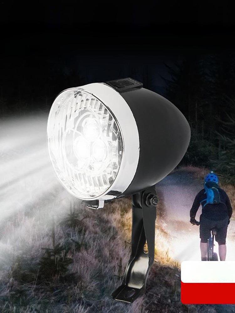 With Bracket Headlight Classical Design Classic Bike Front Light Night Riding Trendy Abs Plastic Shell Retro Led Lamp