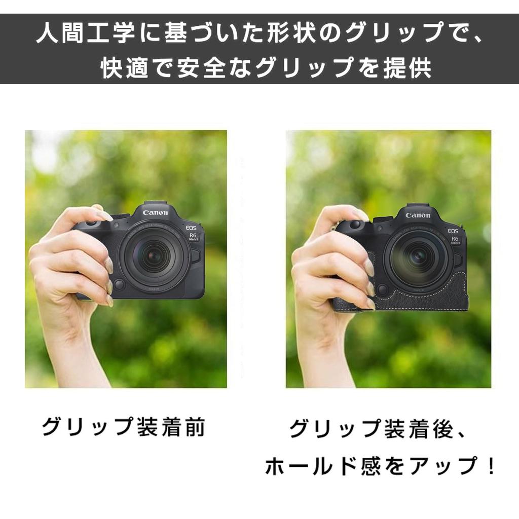 BEADY Camera Half Case for Canon EOS Mark PU Leather Protective Black R5/R6/R6 II, Cover,