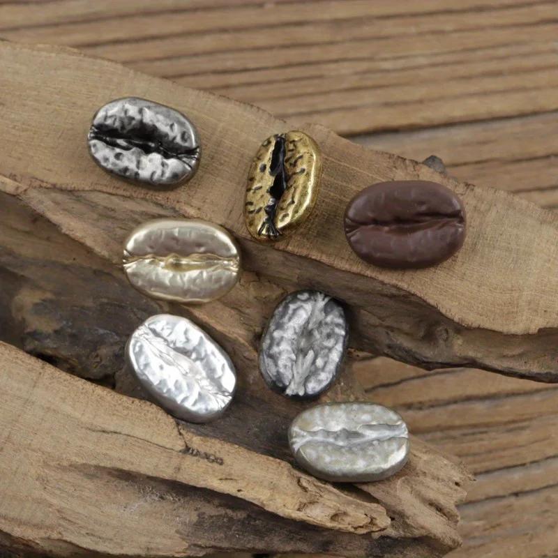 6ks kávových zrn Kovový výklenek Retro stříbrný bílý svetr bunda starožitný zlatý kabát knoflíky