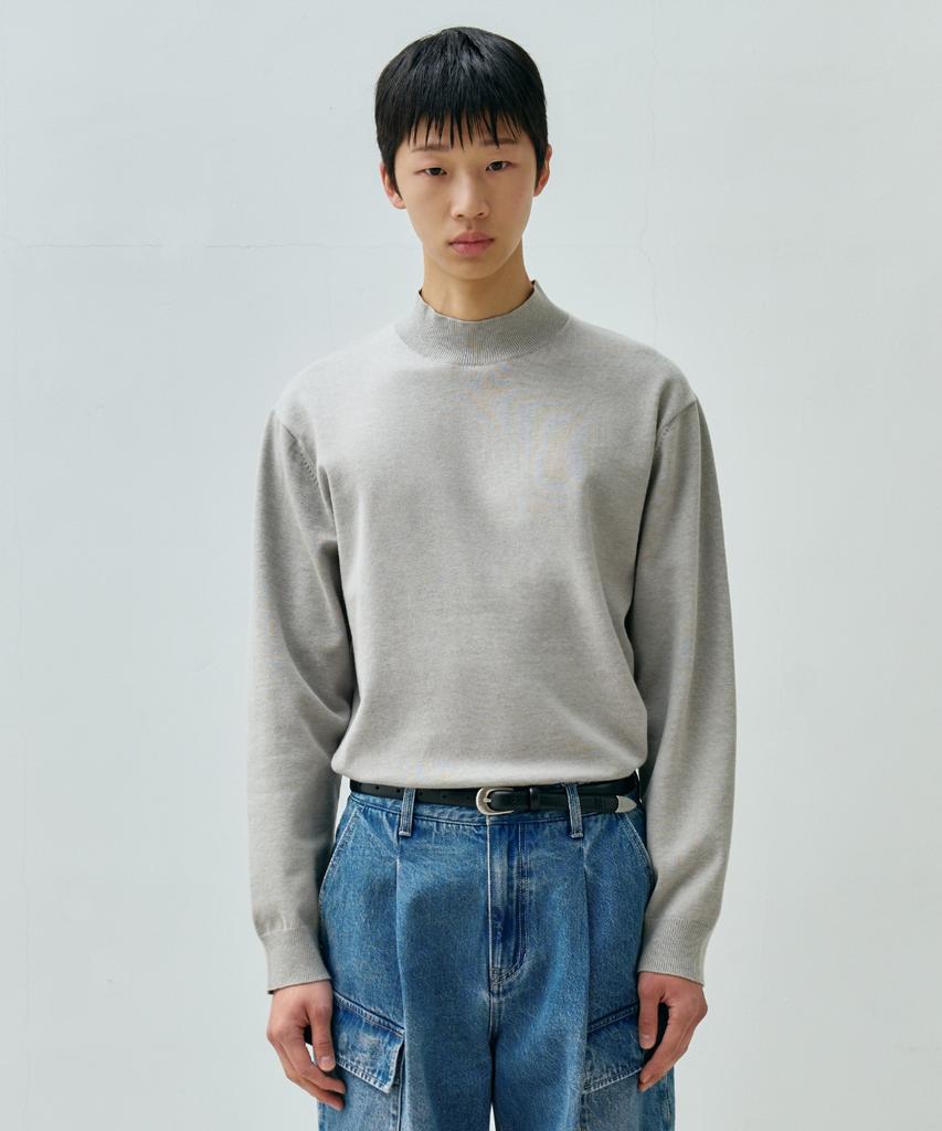 MINAV Cotton Solid Mock Neck Knit [4 Colors]