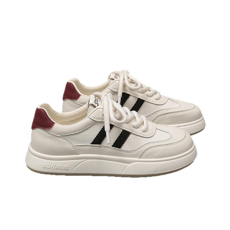 First layer cowhide~ genuine leather thick-soled white shoes women's shoes 2025 autumn new casual sports single shoes women's board shoes