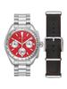 Bulova Pilot Lunar Quartz Watch with Stainless Steel Interchangeable Black Leather Bracelet Red Bracelet 43.5mm Chronograph, Calendar, Strap, Strap,