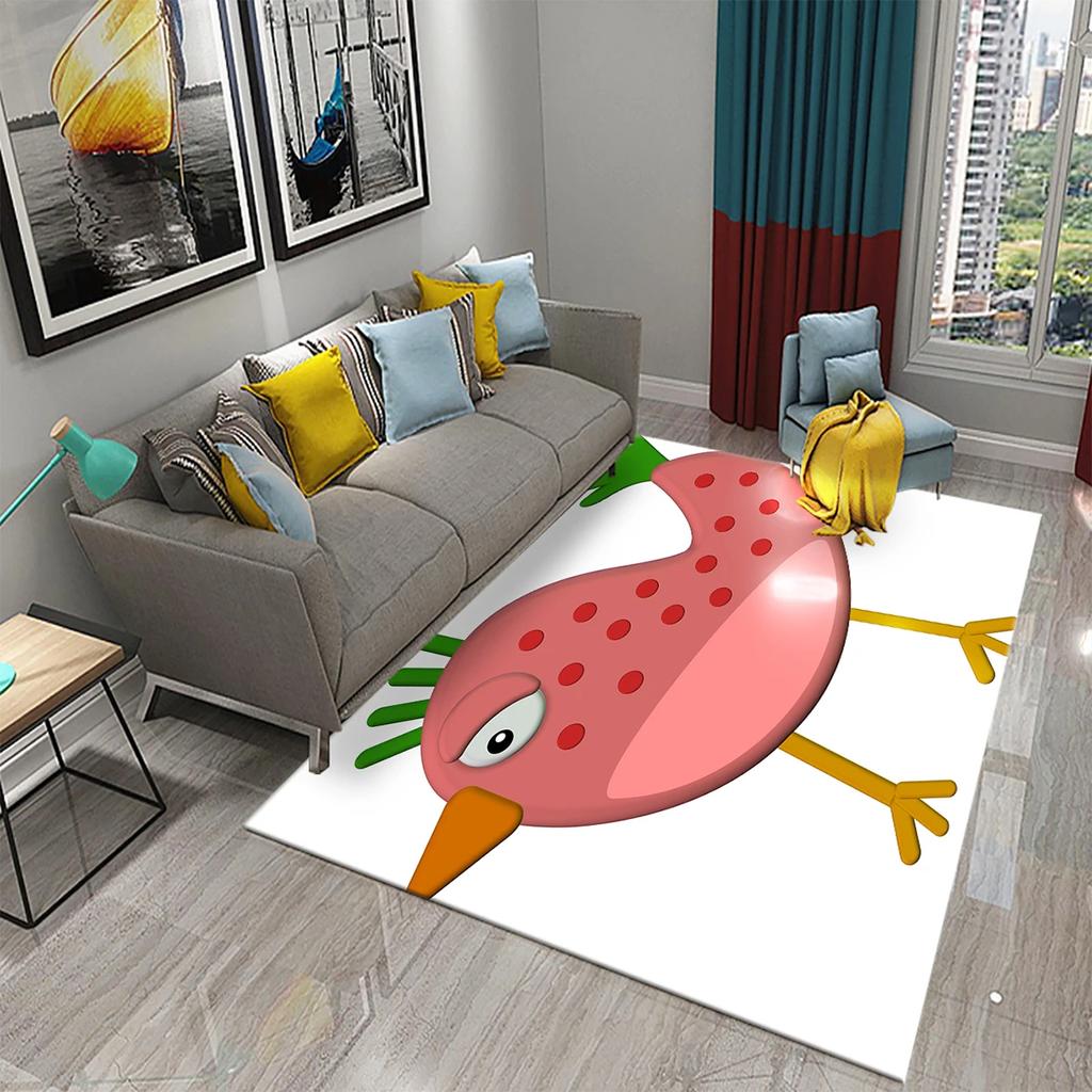 3D Cartoon Cute Cock Chicken Pattern Printed Carpet for Kitchen Living Room Bedroom Bedside Non-slip Absorbent Carpet Home Decor
