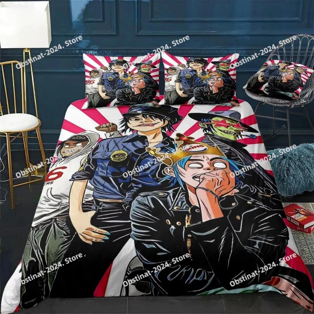 3D Printed Anime Duvet Covers Music Band Gorillaz Bedding Set Bedroom Comforter Single Twin King Size