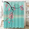 Elegant Cherry Blossom Print Waterproof Shower Curtain For Bathroom Decor With Soft Blue Background Adds Natural Beauty To Space