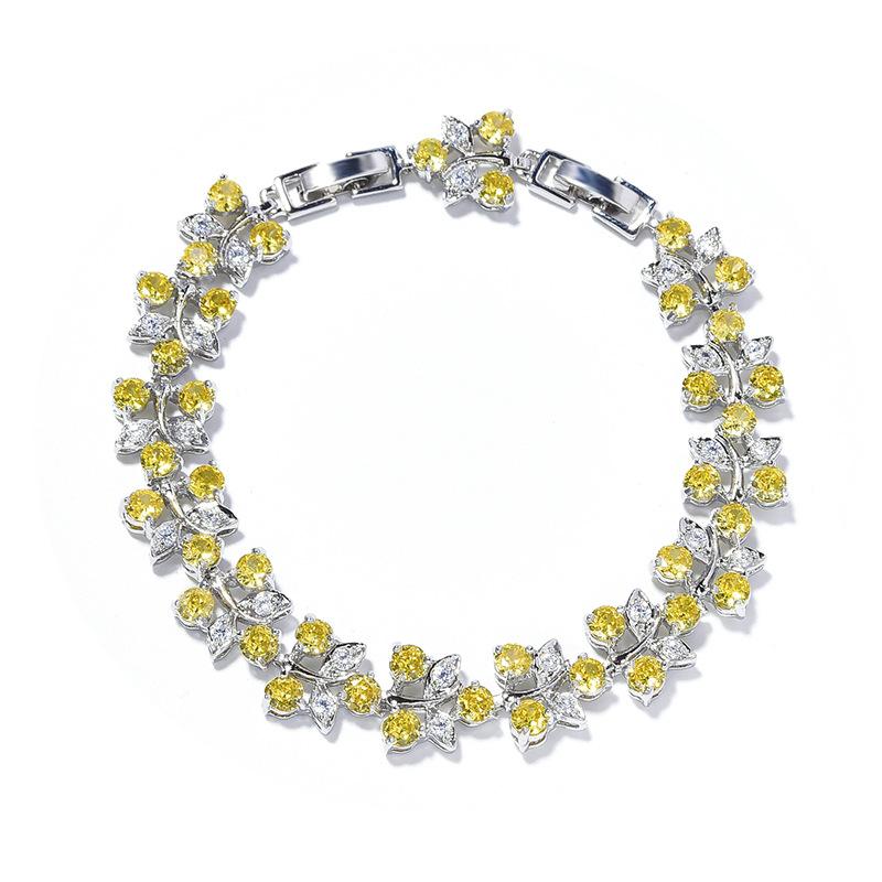 Light Luxury Rainbow Flower Bracelet Girls Niche Versatile Color Zircon Jewelry Women'S Bracelet