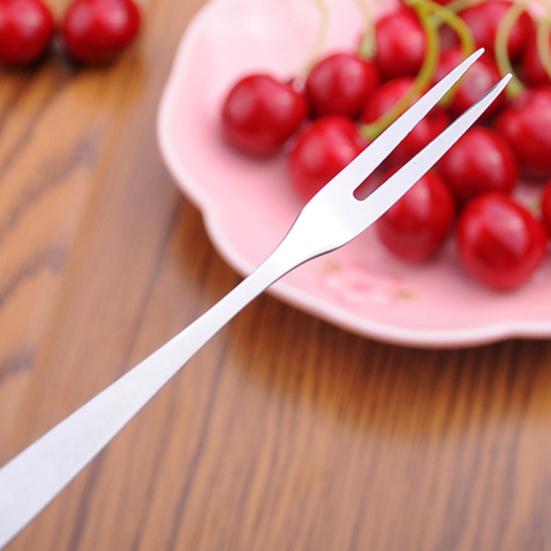 2Pcs Household Fruit Western 2-prong Appetizer Cake Kitchen Small Fork Accessory