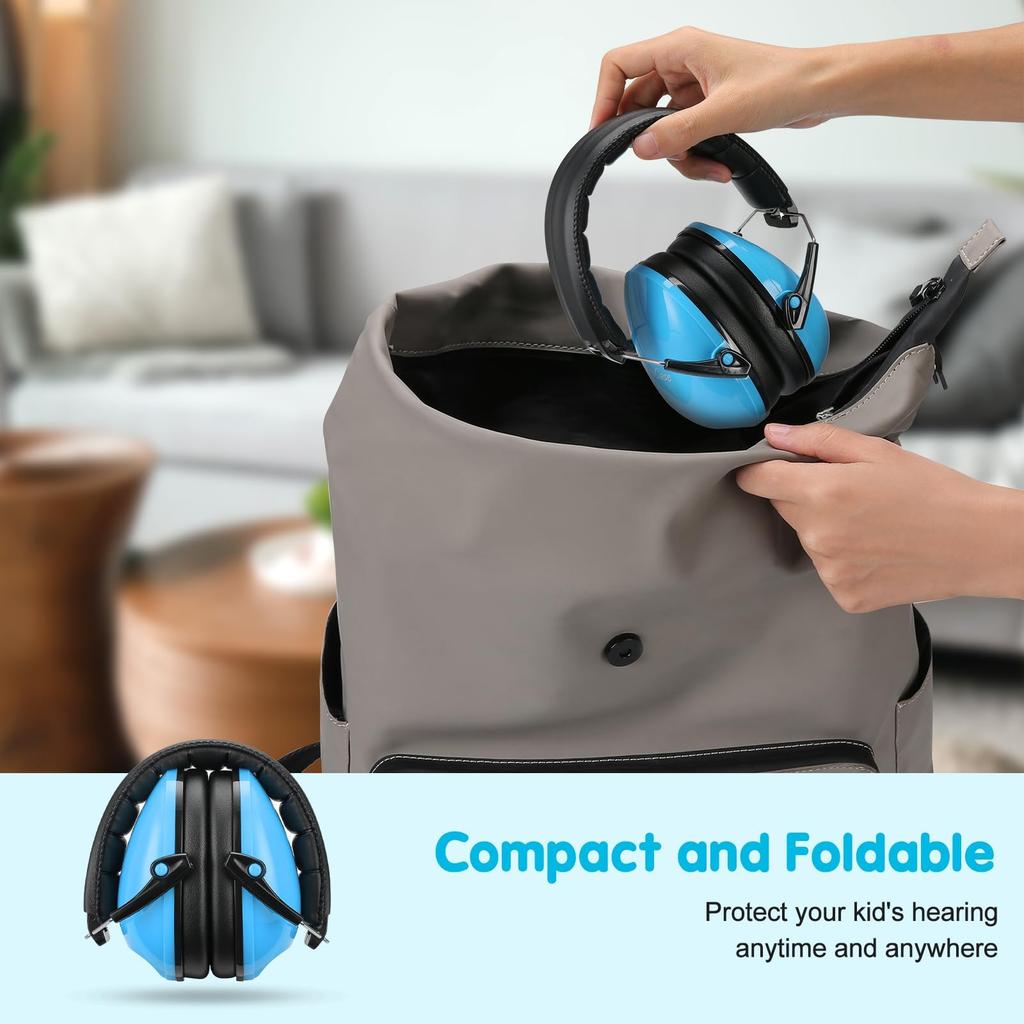 ProCase Safety Earmuffs for Kids and Hearing Protection Headphones with Adjustable Noise NRR 21dB Blue Noise-Blocking Adults, Sound-Isolating,