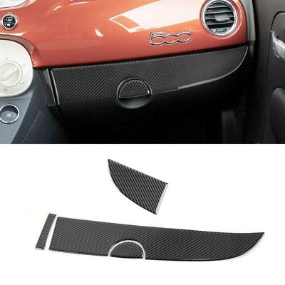 For Fiat 500 2008- Abarth 595 2012- Abarth 695 2017- Soft Carbon Fiber Dashboard Panel Glove Box Trim Sticker Cover