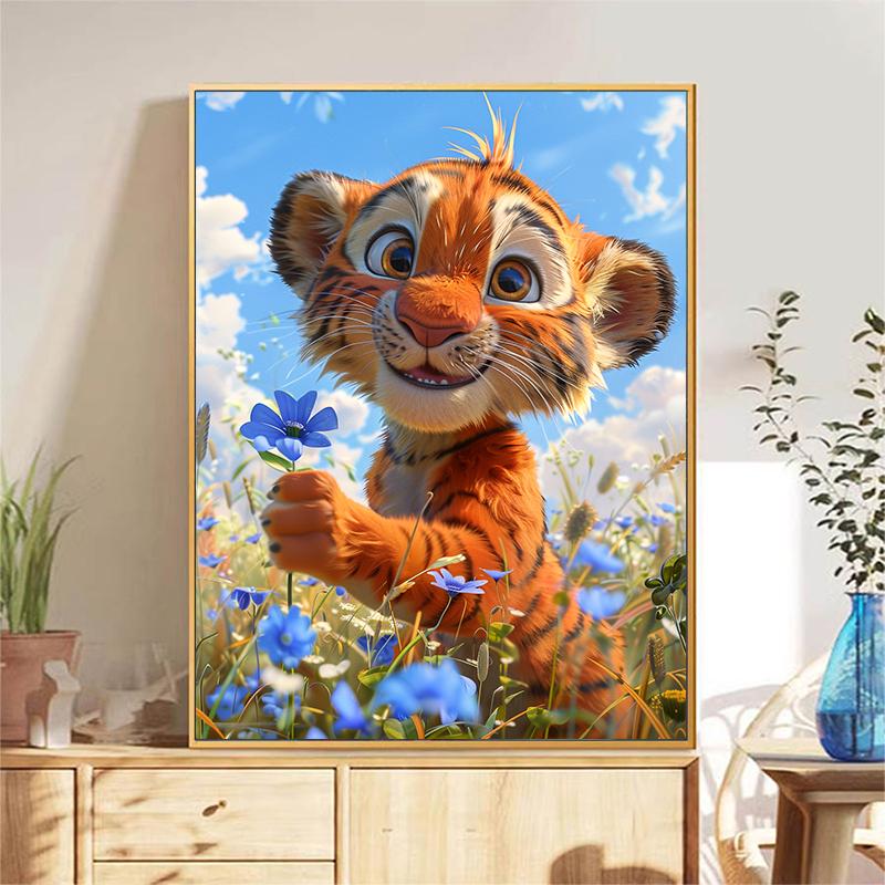 5d DIY Diamond Painting Cross Stitch Cute Animal Tiger Diamond Embroidery Mosaic Child Full Round Drill Home Decor Crafts
