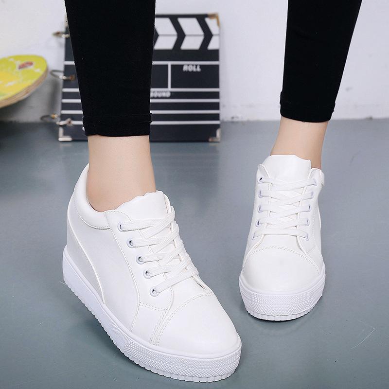 

New Korean version of white shoes for women s casual inner height-increasing canvas shoes, muffin shoes, spring and autumn single shoes for women 34 белый
