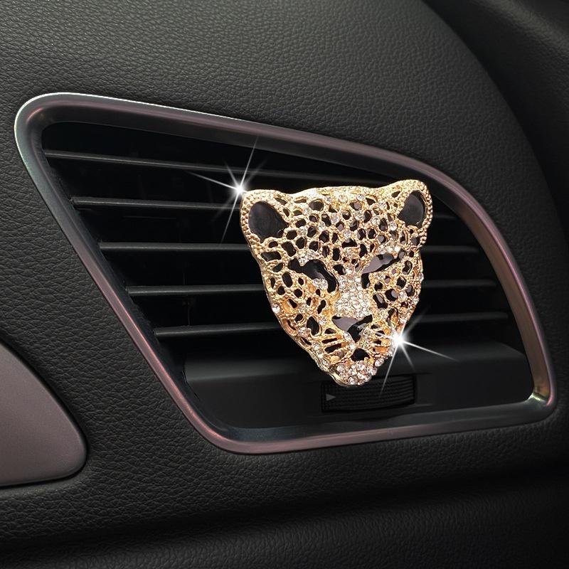 Car Air Purifier Interior Decoration Aromatic Diffuser Vent Clip Diamond Leopard Solid Perfume Flashing CarAccessoriesCarPendant