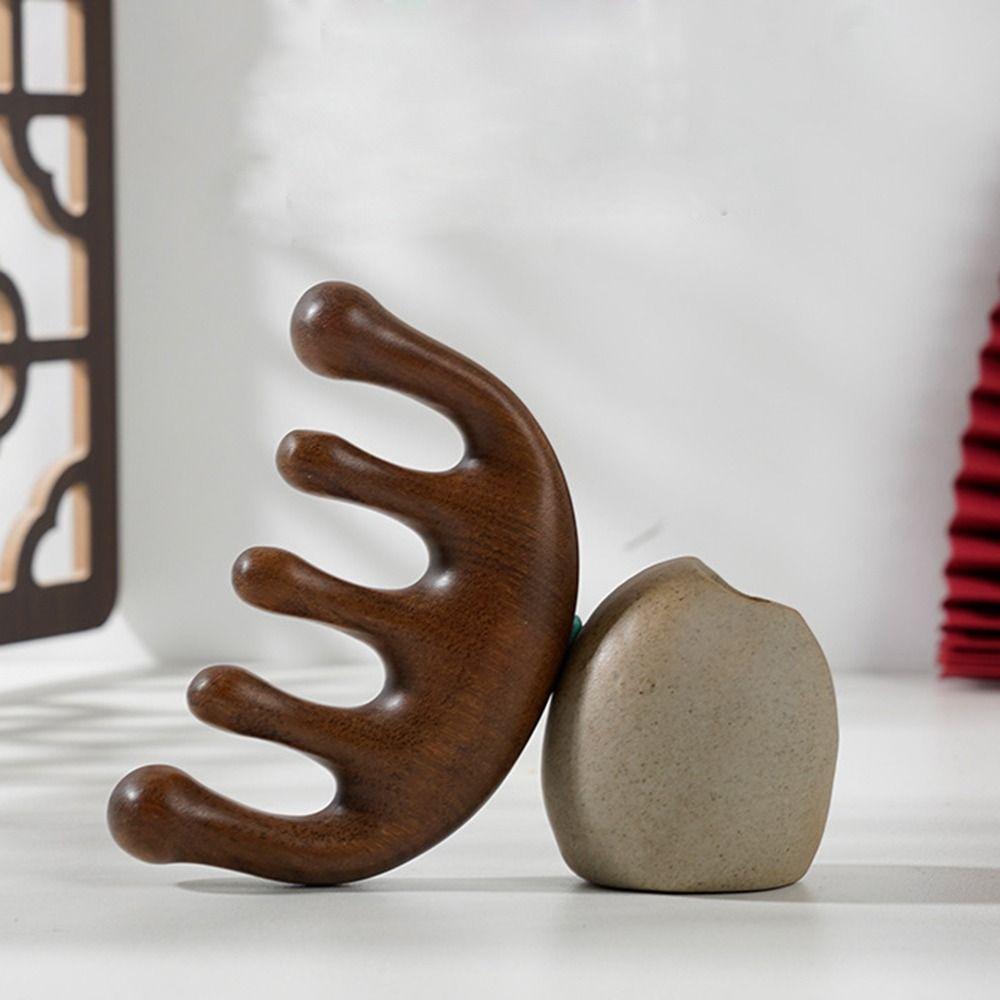 Anti-static Sandalwood Massage Comb Meridian Scrapping Scalp Massage Brush  Hair Care Tool