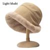 Winter Soft Casual Faux Fur Plus Velvet Panama Hat Fisherman Cap Bucket Hat Sun Cap