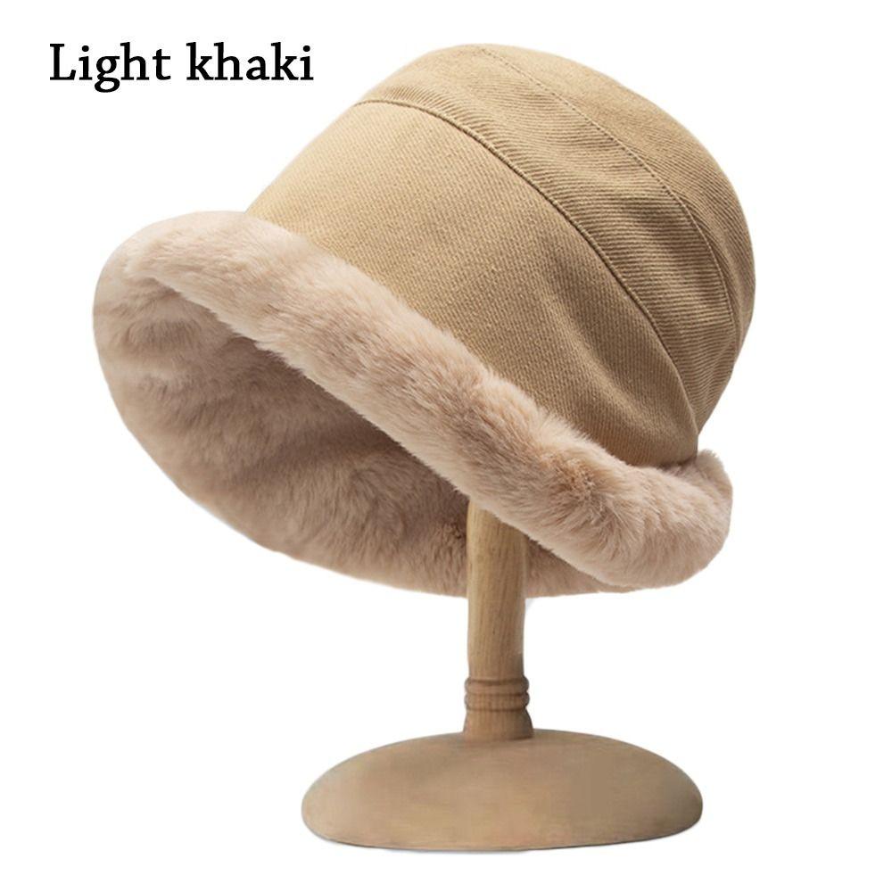Winter Soft Casual Faux Fur Plus Velvet Panama Hat Fisherman Cap Bucket Hat Sun Cap