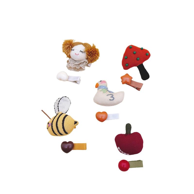 1Pcs Cute Newborn Hair Accessories Cartoon Hair Clips For Girls Handmade Fabric Cotton Hairpins Baby Side Clip Kids Hair Holder