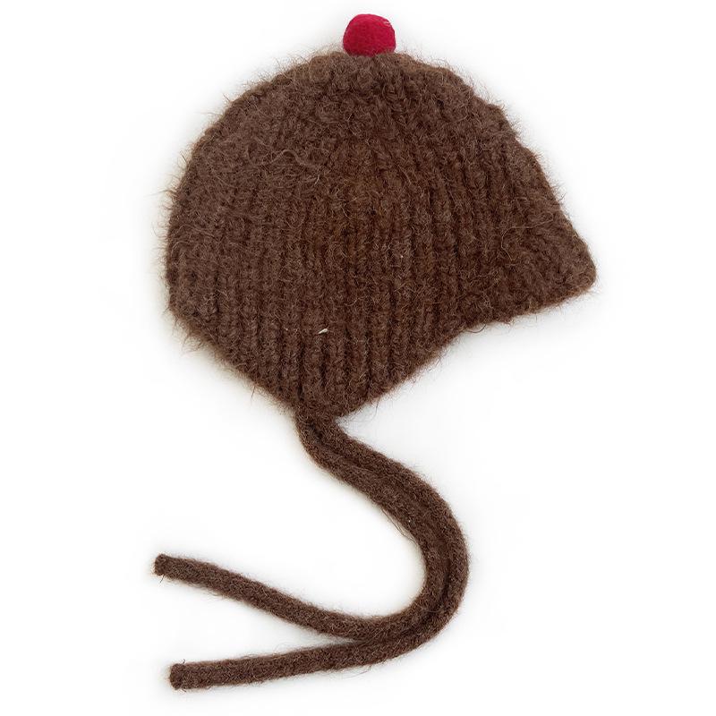 Unisex Kids' Wool Hat: Solid Color, Warm, Ear Protection, Windproof, Tie-up