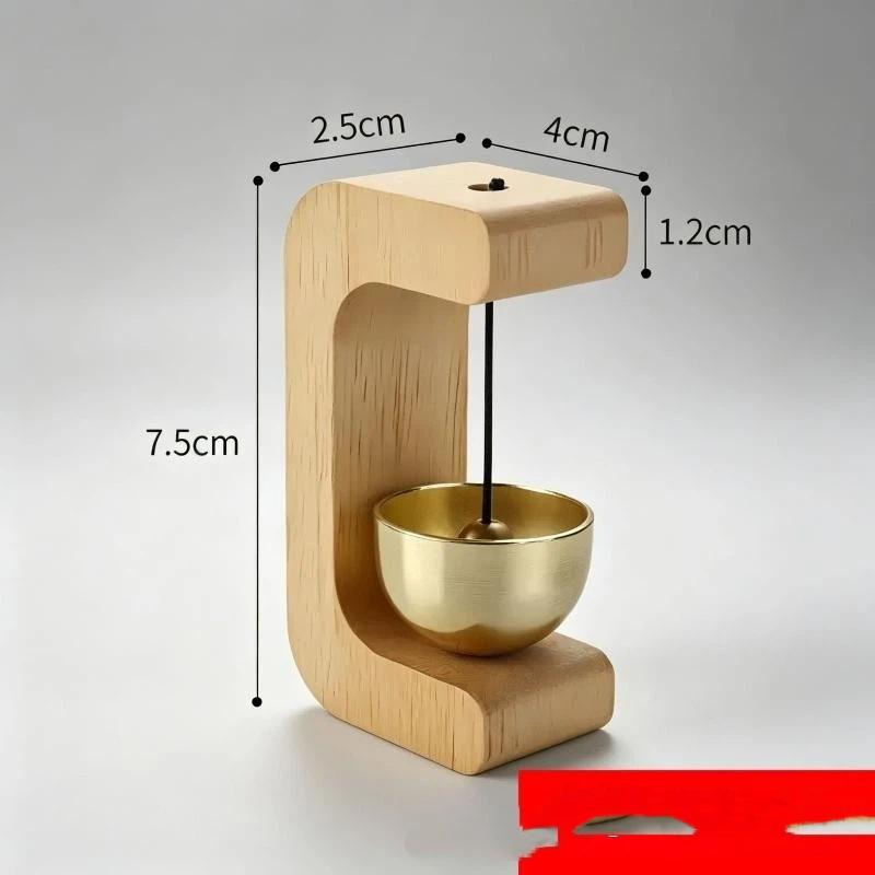 Wooden Magnetic Doorbell Minimalist Brass Chime Natural Wood Frame Entry Alert for Modern Home Interior Use
