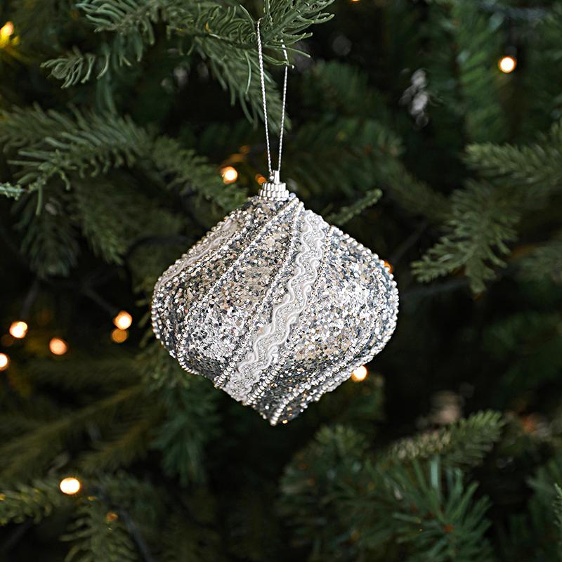 Luxury Silver Shining Christmas Tree Pendant & Drop Ornament Foamed Plastic  Christmas Ball Ornaments Home New Year Decoration