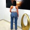 2026 New Fashion High-Waisted Jeans with Metal Studs Casual Women's Trousers