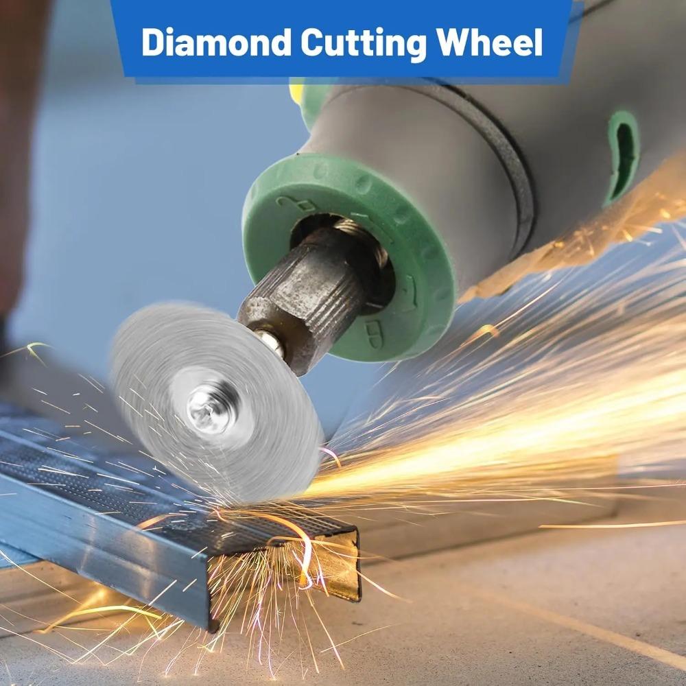 12Pcs Diamond Cutting Wheel Cut Off Discs 22mm Coated Rotary Tool WITH/ Mandrel 3mm Metal Marble DIY Tools Accessories