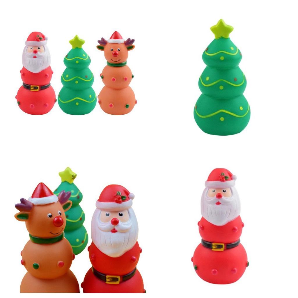 Brinquedo de Mastigar Divertido e Festivo para Cães com Apito Design de Alce, Papai Noel e Árvore de Natal