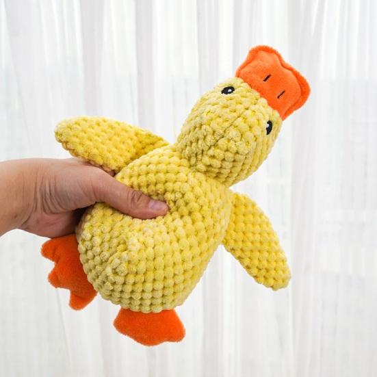 Uklidňující kachna Hračka pro psa Quack-Quack Kachna Plyšová hračka pískací kachna Interaktivní Žvýkací hračka Žvýkací štěně Žlutá kachna