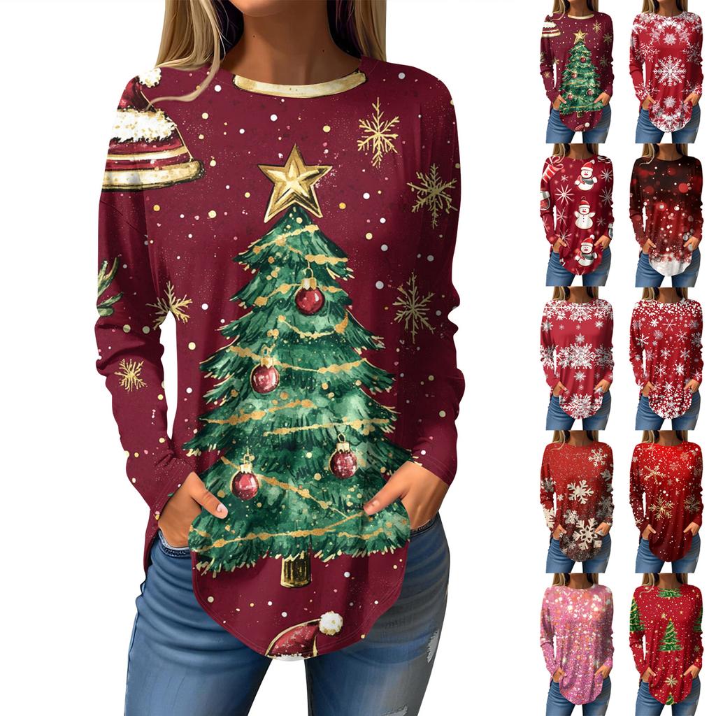 Tee Shirts For Women Fall Casual Long Sleeve Shirts Sweatshirt Vintage Graphic Printing Top Pullover Valentine's Day