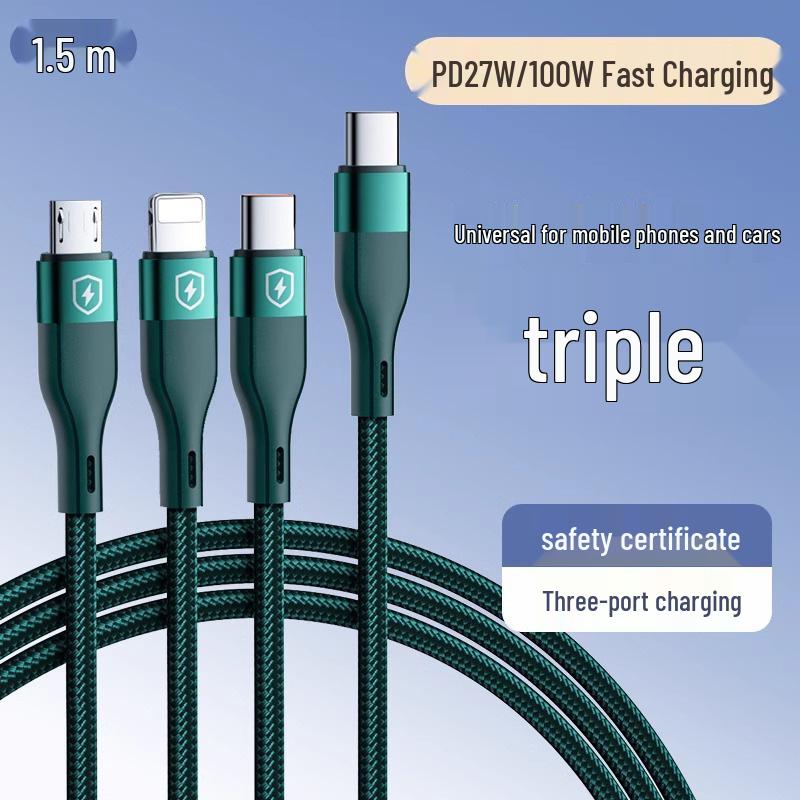 Universal Fast Charging 3-in-1 Multi-Head Cable for Car and Phone