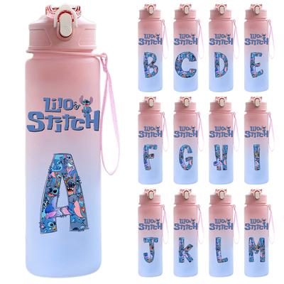 750ML Lilo Stitch Písmeno A-Z Potlačená Fľaša na Vodu Veľká Kapacita Pitná Prenosná Anime Vonkajší Šport Pohár na Vodu Detský Darček