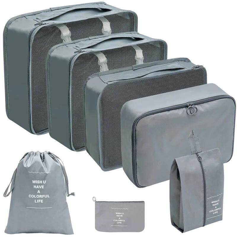 7/8 Pcs Set Travel Organizer Storage Bags Suitcase Packing Cubes Set Cases Portable Luggage Clothes Shoe Tidy Pouch Folding