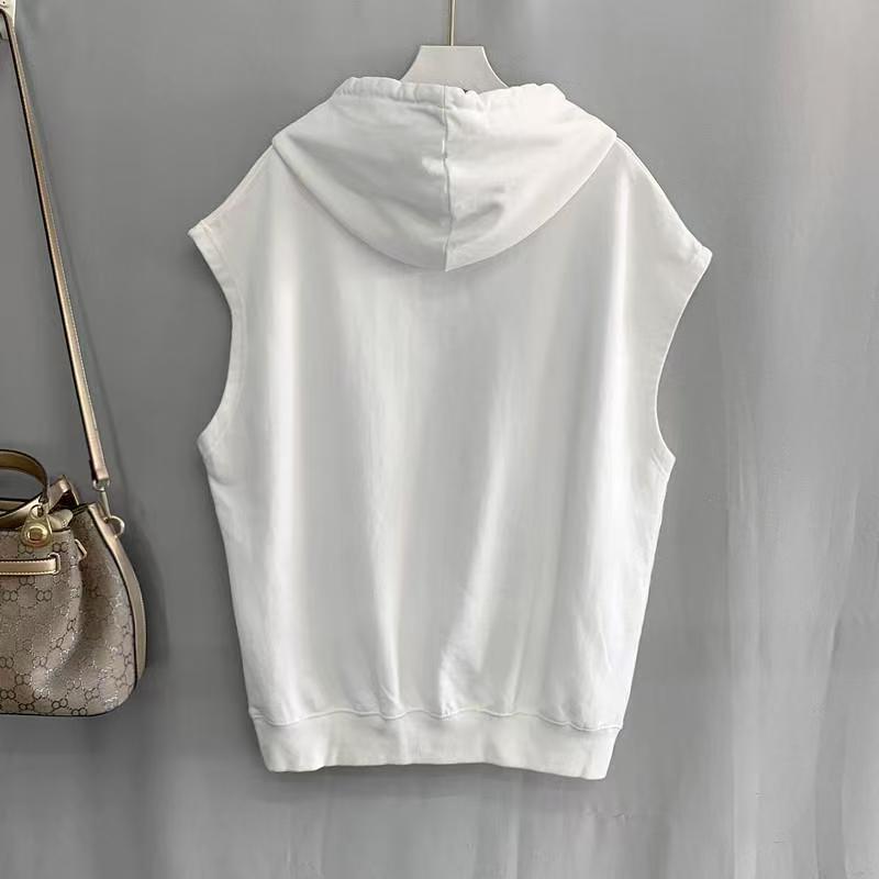 Spring/Autumn Loose Plus Size Hooded Vest Sweatshirt, 2-300 Jin, Mid-Length, Sleeveless Coat for Women