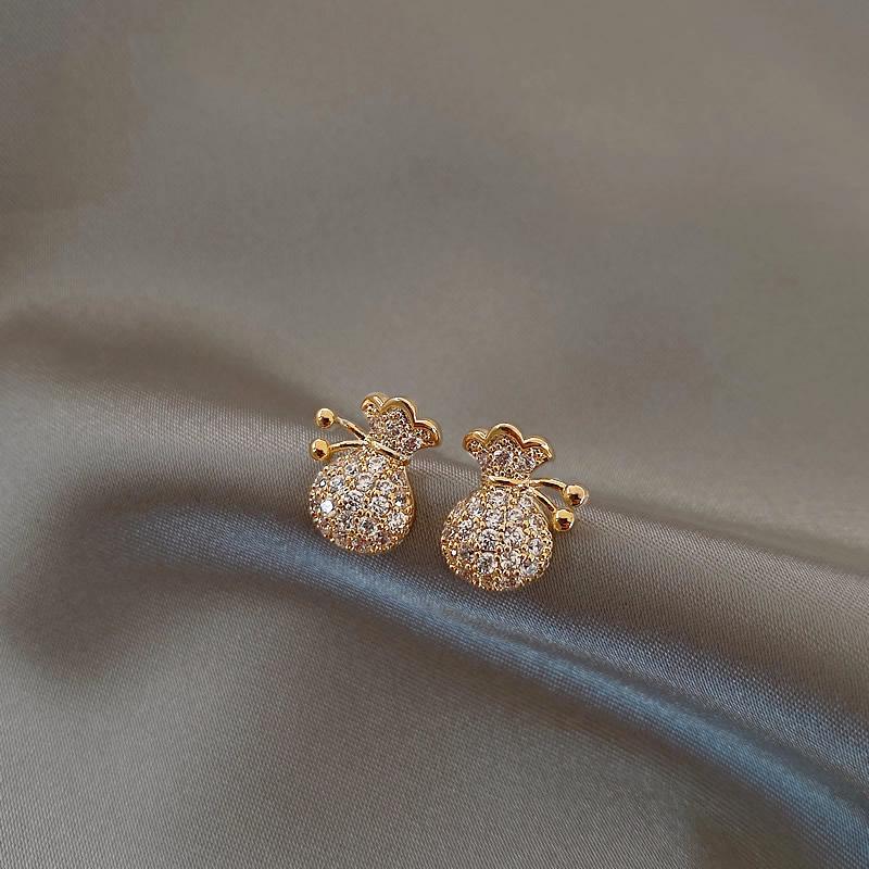 S925 Silver Needle Money Bag Small Earring Delicate Earrings for Women Luxury Accessories