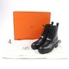 HERMES short boots funk Kelly Buckle Lace Up black leather Women 38 Used