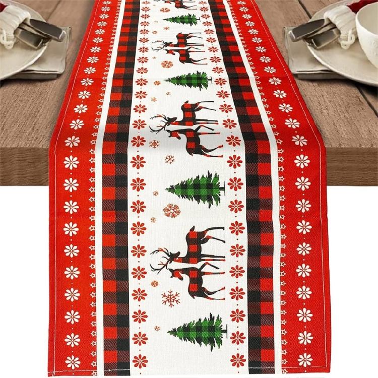 Tischdecke Weihnachtsmann Schneemann Rentier Weihnachtliches Tischläufer Tischüberwurf Einzigartige Weihnachtsdekoration
