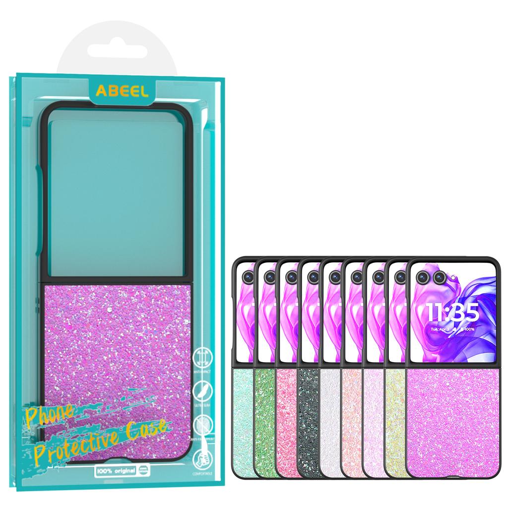 For Motorola Razr 50 Ultra 5G Case Glitter PU Covered PC Phone Shell