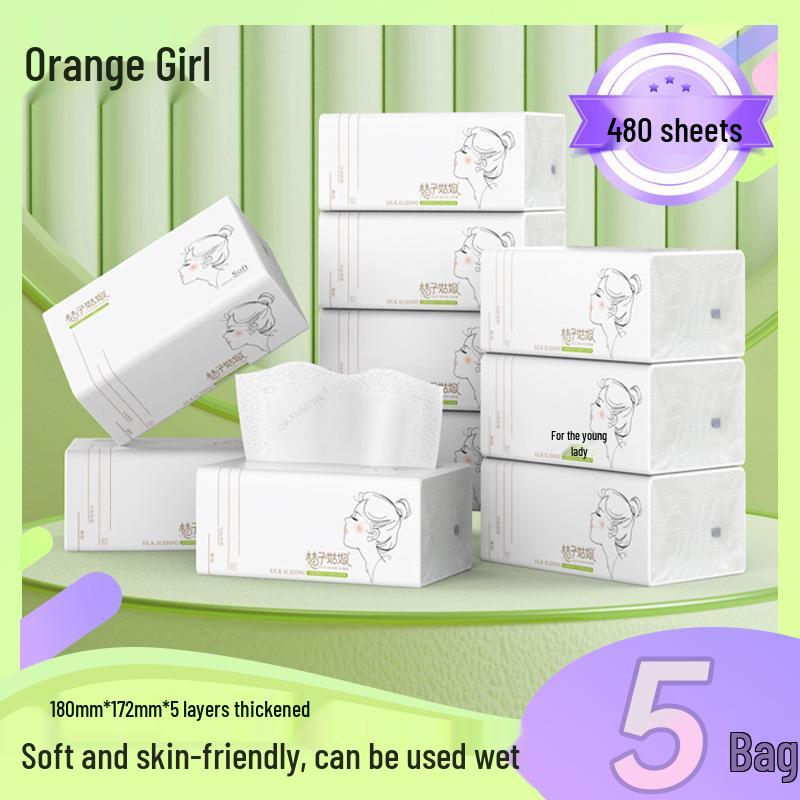 Orange Girl Stor Pakke Ansiktsservietter - 480 Ark, L Størrelse, Gratis Frakt