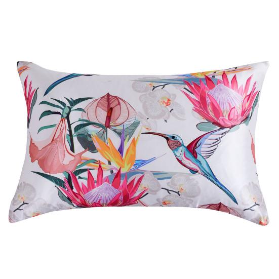 2Pcs/Set Flower Print Satin Pillowcase Envelope Closure Soft Dustproof Wrinkle Free Washable