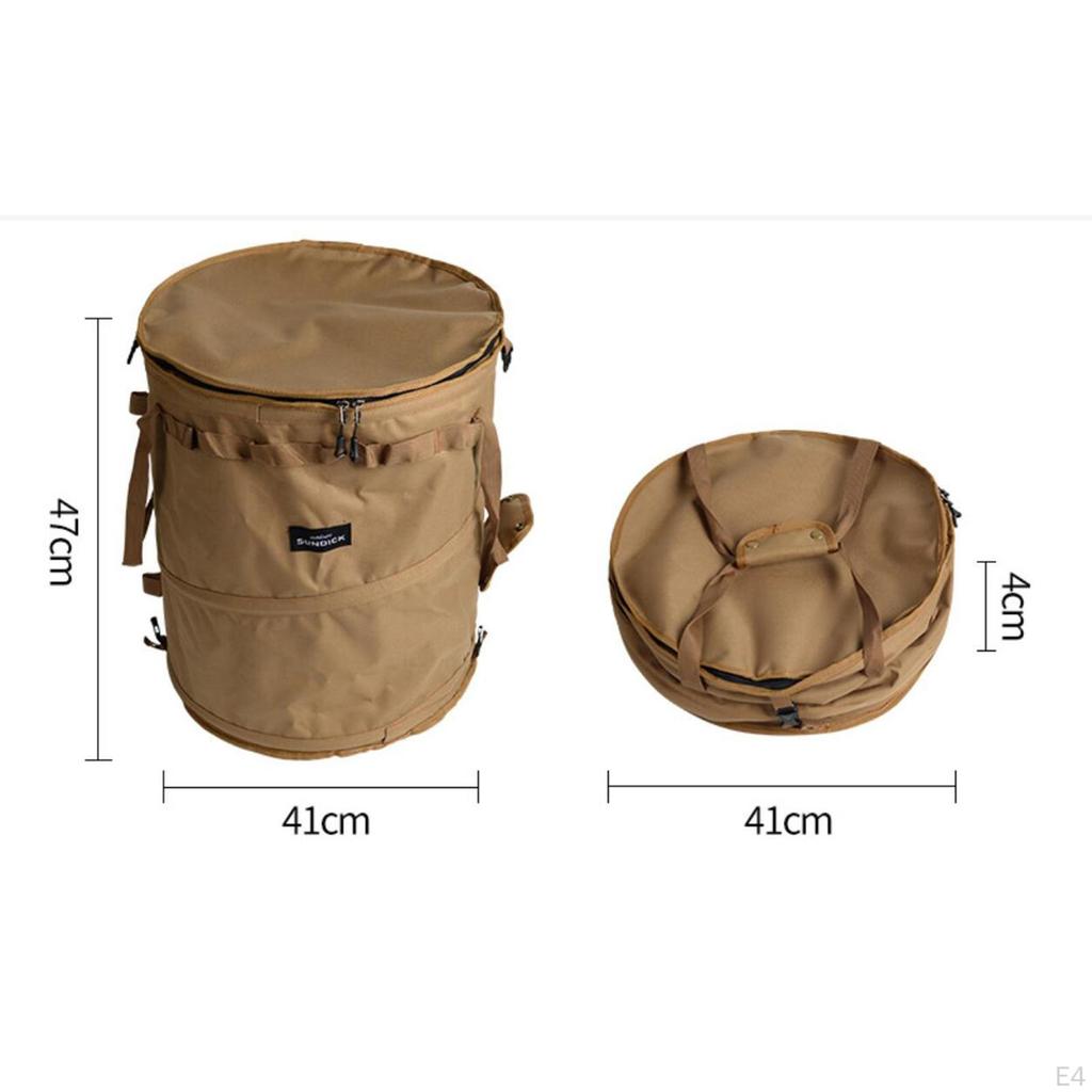 Camping Trash Can Collapsible Portable Multi-Functional with Zipper Lid Waste