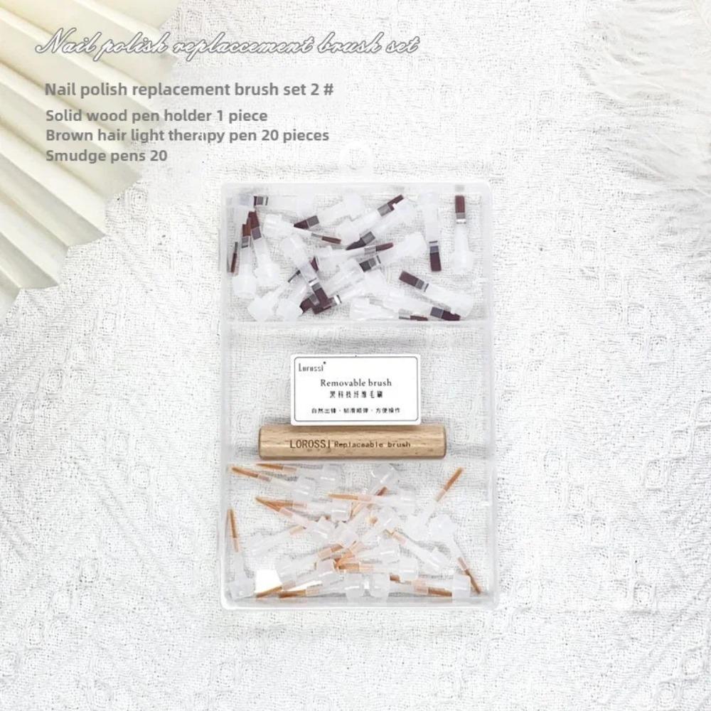 

40/60 Pcs Five Style Can Replacement Head Brush with Double Head Pen Liquid Applicators Nail Salon Set B