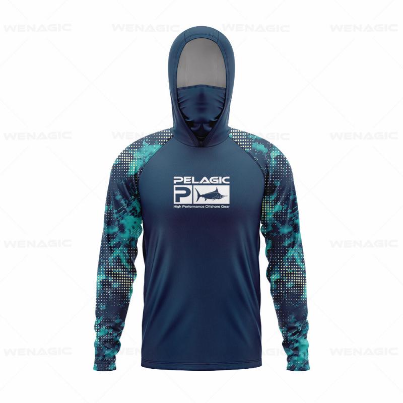 Camicia da pesca estiva da uomo con cappuccio, manica lunga, leggera e ad asciugatura rapida