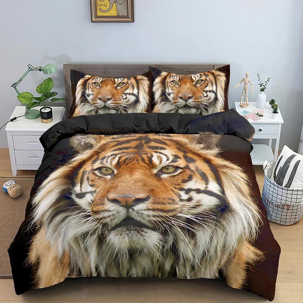 3D Print Tiger Duvet Cover Ferocious Comfortable Duvet Cover Pillowcase Bedding Set Children Bedroom Decoration Home Textile