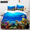 Fish Bedding Set Single Twin Full Queen King Size Marine life Bed Set Aldult Kid Bedroom Duvetcover Sets 3D Anime Kawaii 013