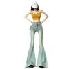 2024 Dam Retro Hög Midja Fishtail Flare Jeans - Smalande Elastiska Vida Ben Golvlånga Byxor