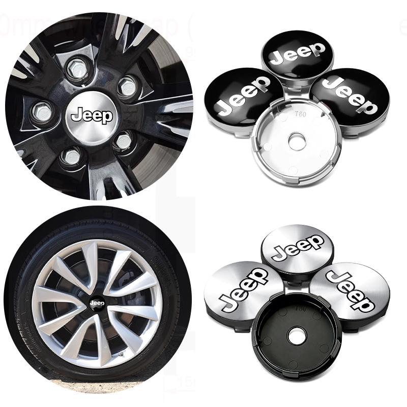 For Jeep 4pcs 60mm Car Wheel Center Cover Hub Cap Auto Decoration Accessories Grand Cherokee Patriot Renegade Compass Wrangler