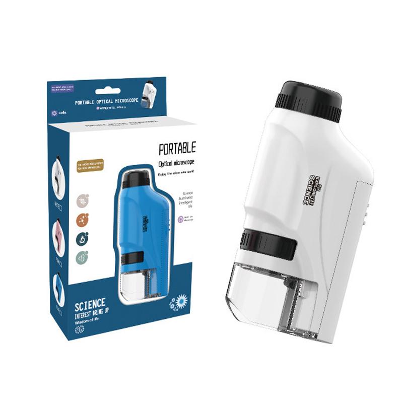 Mini Pocket Microscope Handheld Microscope Kit Battery Powered Microscope With Lab LED Light 60X-120X Biological Kids Science
