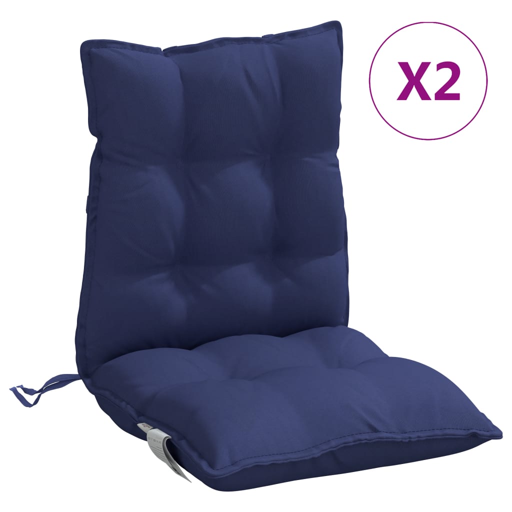 Low back Chair Cushions 2 pcs Navy Blue Oxford Fabric
