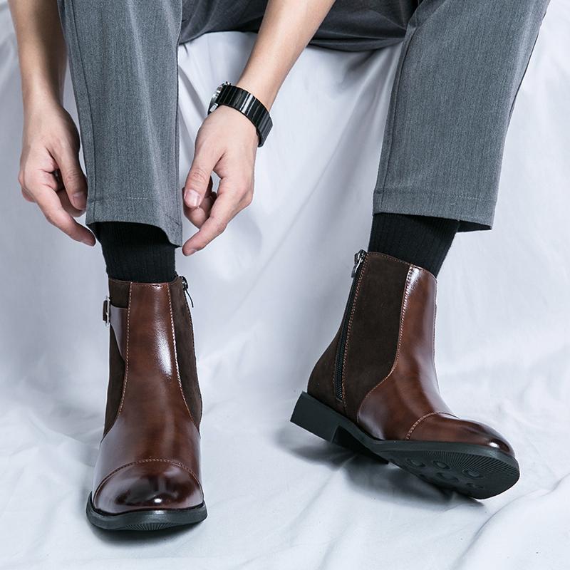 Fashion Business men's short boots Minimalist autumn and winter styles Outdoor street DRESS Daily office or work 38-46 leather shoes